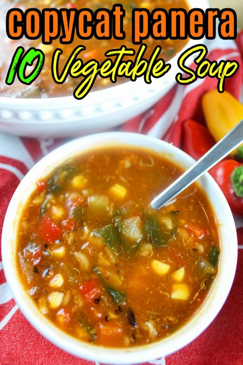 Best Vegetable Soup Recipes Ever, Copycat Panera Soups, Tasty Vegetable Soup, Loaded Vegetable Soup, Panera Vegetable Soup, Panera Vegetable Soup Recipe, Ten Vegetable Soup, Panera 10 Vegetable Soup, 10 Vegetable Soup