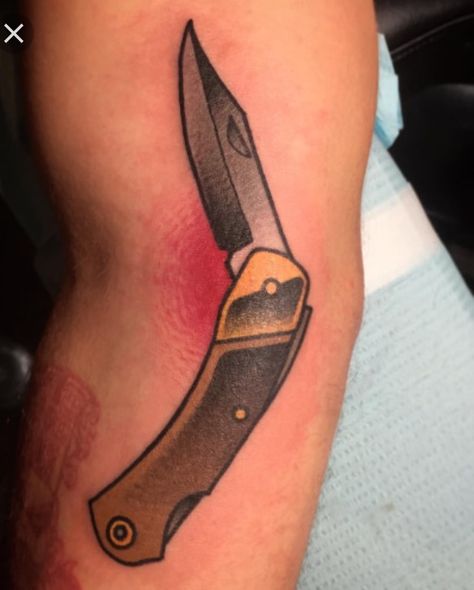 Keen Tattoo, Pocket Knife Tattoo, Outdoor Tattoo, Forever Pictures, Blade Tattoo, Knife Tattoo, Vintage Cowgirl Art, Saved Tattoo, Back Shoulder Tattoos