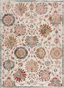 BoutiqueRugs Twilight Boho Vintage Colorful Oversized Area Rug - Farmhouse Traditional Floral Pink Rug for Living Room - Cream, Green, Sage, Red, Gray, Taupe, Pink - 8'10" x 12' (9x12 Area Rug) Alternative Home Decor, Colorful Area Rug, Farmhouse Traditional, Green Sage, 6x9 Area Rugs, 9x12 Area Rugs, Rug For Living Room, 8x10 Area Rugs, Tree Tops