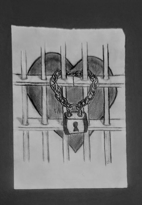 Heart behind jail bars locked up Jail Bars Tattoo, Jail Tattoos Prison, Prison Bars Tattoo, Prison Art Drawings, Jail Bars Drawing, Prison Drawings Sketches, Love Drawing For Boyfriend In Jail, Locked Heart Drawing, Chains And Locks Drawing