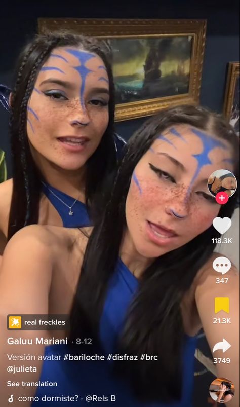 Easy Avatar Makeup, Simple Avatar Makeup, Avatar Halloween Costumes Women, Halloween Costumes Avatar, Avatar Costume Women, Bariloche Outfits, Avatar Halloween Costumes, Avatar Costume, Avatar Makeup