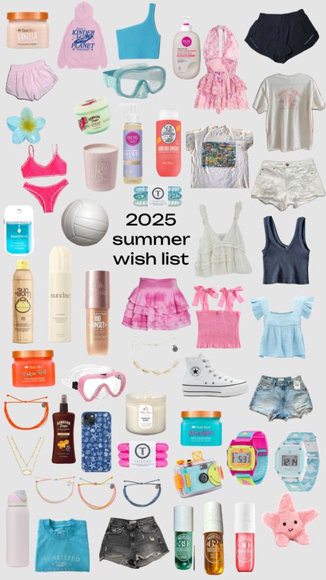 Summer Wishlist Ideas, Surf Shop Aesthetic, Summer Camp Packing List, Summer Camp Packing, Camp Packing, Summer Needs, Summer Necessities, Summer Must Haves, Summer Wishlist