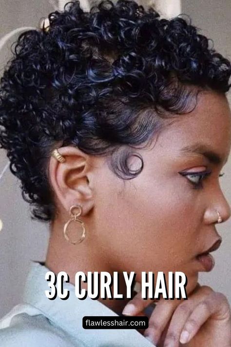 Jet Black Curly Pixie 3c Curly Hair, Curly Hair Trends, Short Natural Curly Hair, Curly Pixie Hairstyles, Curly Pixie Haircuts, Natural Hair Cuts, Natural Hair Short Cuts, Short Sassy Hair, Short Curly Haircuts