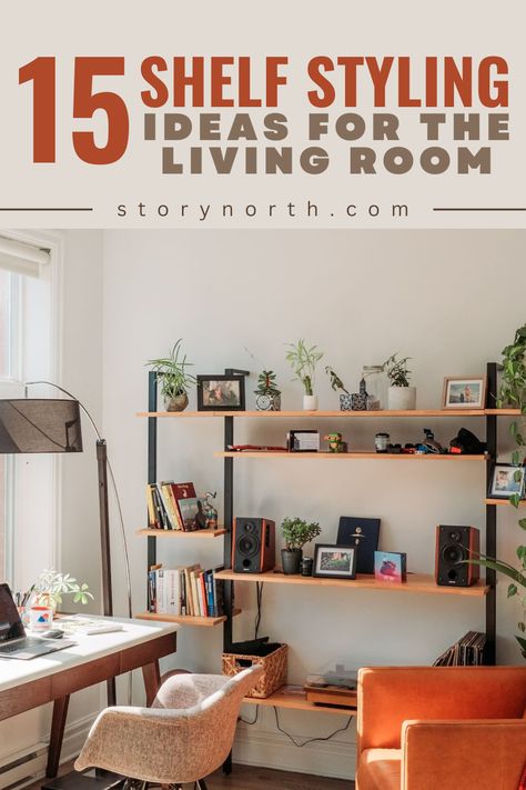 Transform your living room into a stylish space with these 15 creative shelf styling ideas. Whether you're looking for minimalist or eclectic vibes, there's something here for everyone. #livingroomdecor #shelfstyling #minimaliststyle #LivingRoomShelf #LivingRoomInterior #HomeStyling #HomeImprovement How To Style Shelves Living Room, Living Room Shelf Ideas, Room Shelf Ideas, Shelf Decorating Ideas, Shelf Styling Ideas, Shelf Decorating, White Bookshelves, Display Family Photos, Living Room Shelves