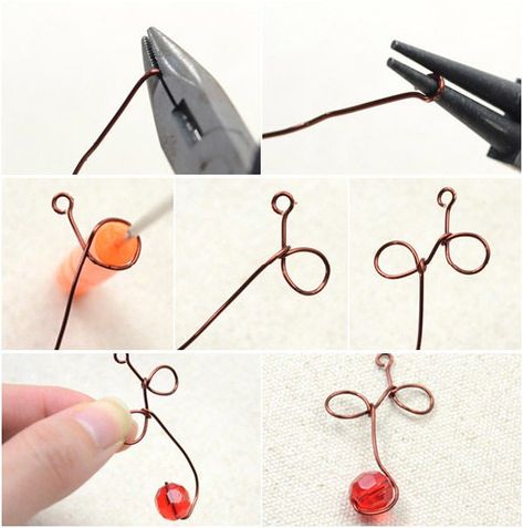 2 Steps to Make Red Cherry Earrings With Simple Wire Wrapping Technique: 4 Steps (with Pictures) Simple Wire Wrapping, Wire Wrap Stones, Wire Wrapping Techniques, Cherry Earrings, Wrapped Earrings, Wire Wrapping Stones, Red Cherry, Green Copper, Wire Wrapped Earrings