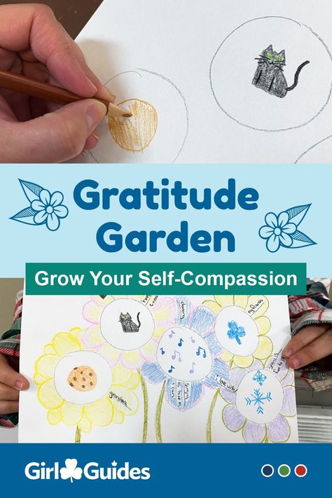 Draw a garden! Kids will think about the things they’re grateful for and use them to draw a garden full of flowers in this arty activity. Brownies Activities, Girl Guides Of Canada, Garden Full Of Flowers, Girl Scout Badges, Global Citizenship, Garden Kids, Scout Badges, Valentine Craft, Girl Guide