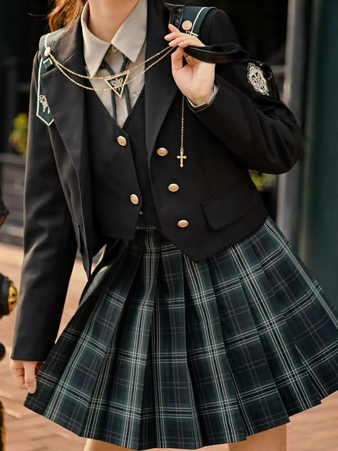 Skirt Lengths, Kawaii Outfit Ideas, Y2k Aesthetic Fashion, School Uniform Outfits, School Uniform Fashion, Kawaii Shirts, Kawaii Dress, School Dresses, Uniform Fashion