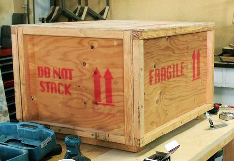 Need to Ship Something Safely? How to Build a Custom Crate...for Less Than $100.: 7 Steps (with Pictures) Wooden Shipping Crates, Wooden Crate Boxes, Crate Table, Crate Diy, Shipping Crates, Funky Junk Interiors, Crate Storage, Funky Junk, Wood Crates