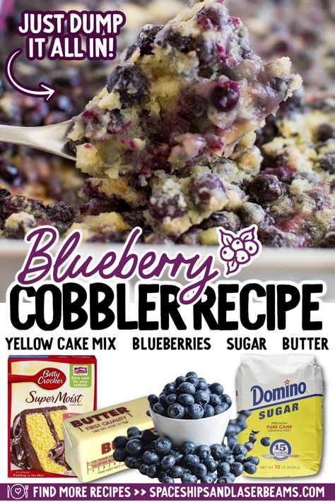 Blueberry Muffin Mix Dump Cake, Blueberry Dump Cobbler, Simple Blueberry Dessert Recipes, Easy Dump Cobbler Recipes, Best Blueberry Cobbler Recipe, Easy Blueberry Dump Cake, Blueberry Cobbler Cake Mix Recipe, Blueberry Cobbler Recipes Easy Cake Mixes, Yellow Box Cake Mix Recipes With Blueberries