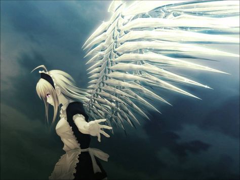 Wings Anime, Dark Angels, Angel Wallpaper, Moe Anime, Angels And Demons, Dark Angel, Anime Angel, Dark Anime, Digital Wallpaper