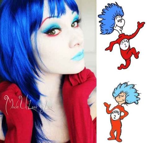 Including Thing 1 and Thing 2. | This Girl's Dr. Seuss Themed Body Art Is The Coolest Thing Seussical Costumes, Dr Seuss Art, Halloween Costumes Makeup, Cat In The Hat, Halloween Make Up, Halloween Make, Costume Makeup, Girly Stuff, Dr Seuss