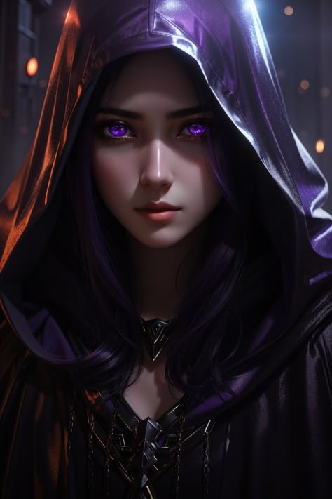 Purple Eyes Aesthetic, Black Hair Violet Eyes, Fantasy Person, Smite Game, Female Pics, Elven Queen, Dark Purple Hair, Dark Girl, Purple Witch