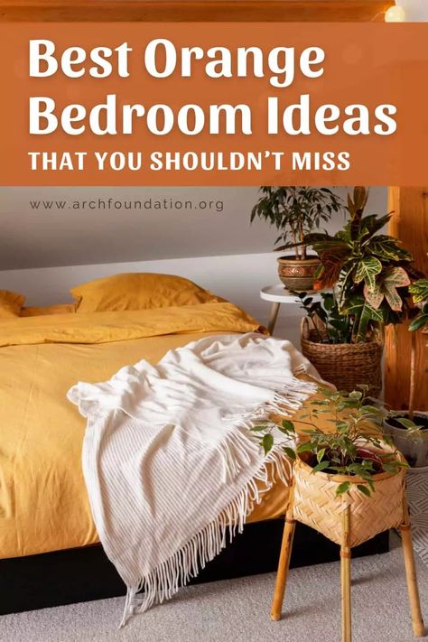 40 Best Orange Bedroom Ideas That You Shouldn’t Miss 2024 Orange Bedroom Aesthetic, Orange Bedroom Ideas, Striped Bedroom, Orange Comforter, Color Bedroom, Orange Sherbert, Orange Curtains, Orange Bedroom, Warm Bedroom