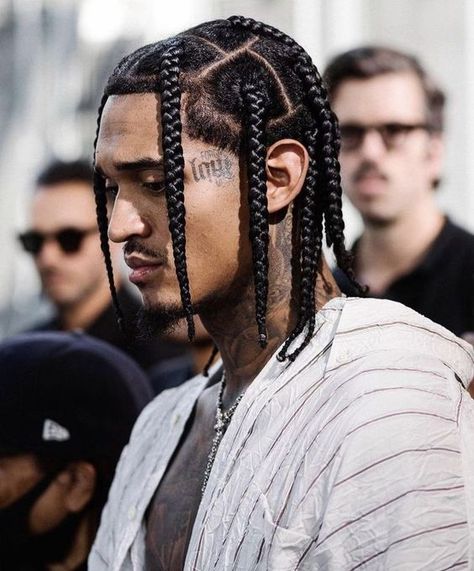 35 Cute Braid Hairstyles for Men – Svelte Magazine Full Head Box Braids Men, Thick Braids Men, Hispanic Braids Men, Box Braids For Men With Long Hair, Jordan Clarkson Braids, Boys Plaits Hairstyles, Two Strand Twist Men Fade, Men Box Braids Hairstyles, Braids For Men With Long Hair