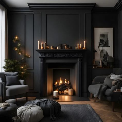 Elegant Dark Academia, Academia Living Room, Moody Western, Dark Moody Living Room, Dark Academia Living Room, Academia House, Dark Academia Interior, Snug Room, Aesthetic Living Room