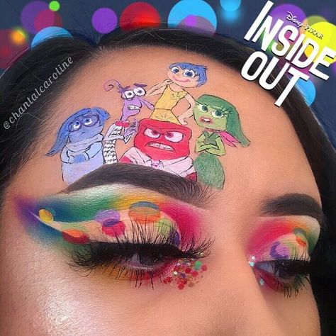 Inside Out 2 Makeup Ideas, Inside Out Makeup Ideas, Inside Out Makeup Looks, Disney Makeup Looks, Inside Out Makeup, Disney Eye, Disney Eye Makeup, Disney Inspired Makeup, Disney Eyes