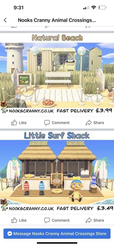 Acnh Beach Surf Shop, Animal Crossing Surf Shop Ideas, Acnh Coastal Town Ideas, Acnh Beach Shop, Acnh Surf Shop Ideas, Acnh Surf Shack, Acnh Bait And Tackle Shop, Surf Shop Animal Crossing, Acnh Surf Shop Design