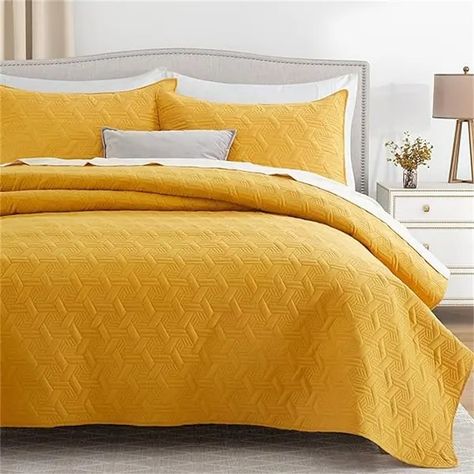 Quilt Bedding Set - Bed Bath & Beyond - 39071201 Yellow Bedspread Ideas, Bedspread Ideas, Yellow Bedspread, Mediterranean Interior Design, Mediterranean Interior, Set Bed, Bedding Stores, Quilt Sets Bedding, Bedspreads