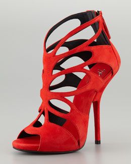 X1L5U Giuseppe Zanotti Butterfly Cutout Suede Sandal, Red Hak Tinggi, Butterfly Cutout, Giuseppe Zanotti Heels, Red High, Gorgeous Shoes, Fabulous Shoes, Hot Shoes, Suede Sandals, Shoe Lover