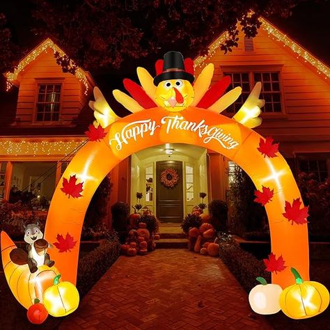 12FT Thanksgiving Inflatable Decor, Giant Inflatable Turkey Arch with Squirrel Pumpkins, Pre-lit Thanksgiving Blow Up Yard Decorations for Happy Fall Harvest Holiday Patio Outside Autumn Décor $99.99 "As an Amazon Associate I earn from qualifying purchases." Fall Necessities, Thanksgiving Inflatables, Inflatable Party Decorations, Turkey Decor, Yard Ornaments, Inflatable Decorations, Yard Decorations, Giant Inflatable, Thanksgiving Parties