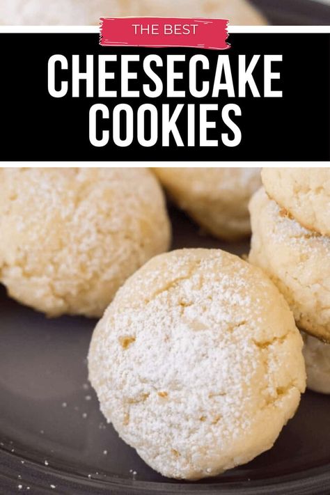 Cheesecake Cookies are tender, light cookies that melt in your mouth. They have a light almond flavor and are truly as good as you think they would be. Gluten Free Cheesecake Cookies, Cream Cheese Cookies Recipes, Cookies Made With Cream Cheese, Light Cookies, Cheesecake Cookies Recipes, Cream Cheese Cookie Recipe, Cheesecake Cookie, Cream Cheese Sugar Cookies, Gluten Free Cheesecake