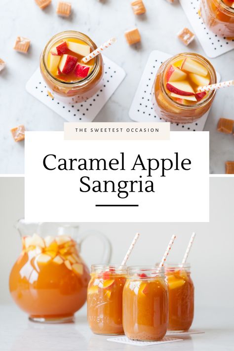 Caramel Apple Sangria Photo Sangria Fall, Apple Sangria Recipes, Apple Cider Sangria Recipe, Caramel Apple Sangria, Apple Sangria, Cider Sangria, Apple Cider Sangria, Apple Drinks, Easy Caramel