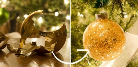 Ornament broke?  That's ok, just make it into a new one Cool Craft Ideas, Christmas Crafts Decor, Diy Christmas Gift Ideas, Dreaming Of A White Christmas, A White Christmas, Recycled Items, Holiday Crafts Christmas, Crafts Decor, Crafts Gifts