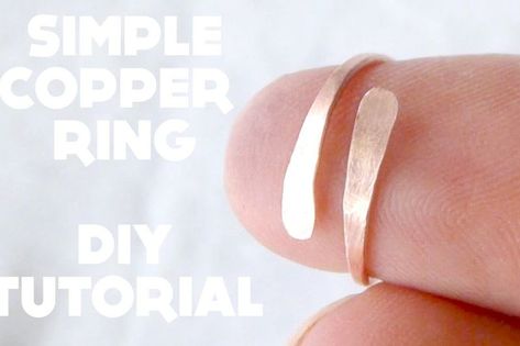 Diy Copper Ring, Diy Rings Tutorial, Copper Jewelry Diy, Diy Jewelry To Sell, Diy Ring, Diy Jewelry Tutorials, Copper Diy, Ring Tutorial, Diy Wire Jewelry