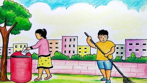 #ImportanceofCleanEnvironmentEssay #EssayonImportanceofCleanEnvironment #APlusToppercom Clean Drawing Ideas, Cleaning Environment Drawing, School Cleaning Drawing, My Clean India Drawings, Cleaning Drawing Easy, Clean City Drawing, Swatch Bharat Drawing, Clean India Drawing Ideas, Clean Environment Drawing