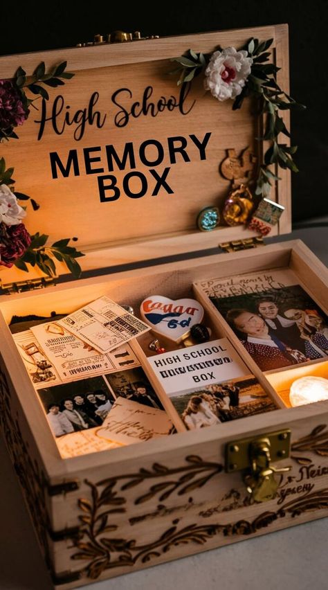 senior box ideas Senior Box Ideas, Last Year Of High School, College Crafts, Highschool Graduation, Senior Year Things, High School Memories, School Boxes, Crafts For Seniors, School Memories