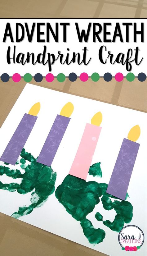 Find out the steps for this adorable Handprint Advent Wreath. #craft #sarajcreations #catholic #advent Preschool Advent, Advent Wreath Craft, Handprint Wreath, Liturgical Living, Craft Handprint, Advent Crafts, Christmas Preschool, Advent Activities, Catholic Crafts