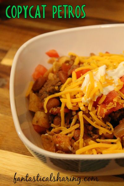 Fantastical Sharing of Recipes: Copycat Petros Canning Chili Beans, Recipes Using Chili, Mexican Haystacks, Chili Chili, Frito Pie, Chili Beans, Cat Recipes, Restaurant Food, Crockpot Meals