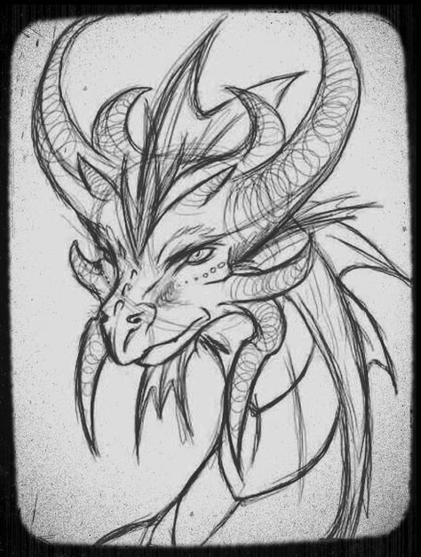 Sketches Of Mythical Creatures, Fantasy Drawings Pencil Easy, Cool Drawings Of Dragons, Mythical Animals Drawing, Mythical Dragon Drawing, Dragon Art Ideas, Drawing Ideas Mythical Creatures, Art Sketches Dragon, Cool Dragon Drawings Easy