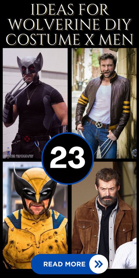 Explore these 23 cool Wolverine costume ideas for men that are perfect for your next cosplay or Halloween party! Unleash your inner superhero with these creative looks. #WolverineCostume #MensCostume #SuperheroCostume #CosplayIdeas #HalloweenCostumeIdeas Wolverine Cosplay Female, Diy Wolverine Costume, Costume Ideas For Men, Diy Superhero Costume, Wolverine Costume, Wolverine Cosplay, Superhero Cosplay, Diy Costume, Man Character