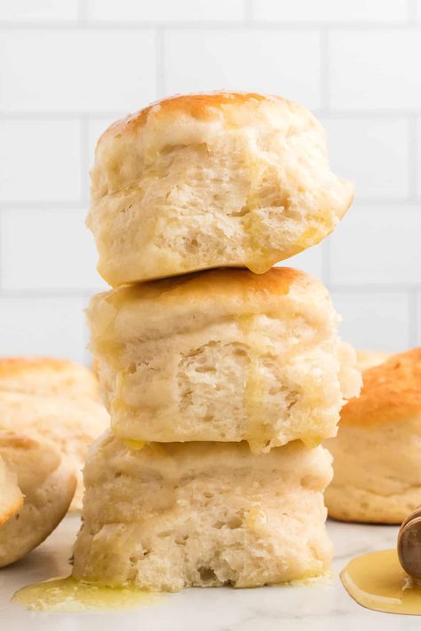 My fluffy Angel Biscuits are the perfect cross between biscuits and dinner rolls. With both buttermilk and yeast, they make a heavenly bread. https://www.lanascooking.com/angel-biscuits/ Southern Living Angel Biscuits Recipe, Types Of Biscuits, Homemade Angel Biscuits, Fluffy Biscuits Homemade, Giant Biscuits, Angel Biscuit Recipe, Cloud Biscuits, Biscuits With Buttermilk, Best French Bread Recipe