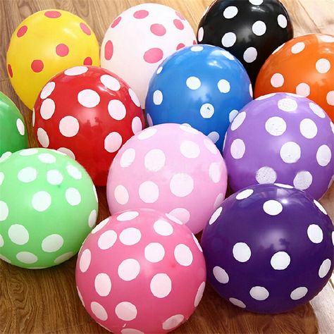 Decorate Balloons, Polka Dot Balloons, Polka Dot Birthday, Balloon Toys, Wedding Balloon Decorations, Round Balloons, Balloon Ribbon, Printed Balloons, Balloon Design