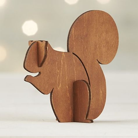 Laser-Cut Animals | Crate and Barrel Wood Squirrel, Cardboard Animals, Wood Fox, Cut Animals, Classic Christmas Tree, Wood Animal, Cardboard Art, Diy Cardboard, Wooden Animals