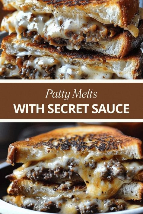 Patty Melts with Secret Sauce Patty Melt Secret Sauce Recipe, Patty Melt With Secret Sauce, Patty Melt Sauce, Patty Melts With Secret Sauce, Sandwich Night, Patty Melt Recipe, Grilled Burger Recipes, Classic Burger, Slow Cooker Teriyaki Chicken