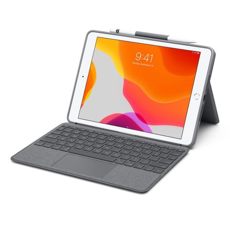 Logitech Combo Touch Keyboard Case with Trackpad for iPad (7th generation) - Apple Preppy Ipad, Logitech Combo Touch, Ipad 8th Generation, Ipad Stuff, Ipad Air Wallpaper, New Ipad Pro, Ipad Accessories, Keyboard Case, Apple Brand