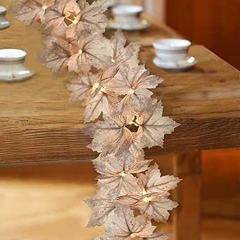 Thanksgiving Mantle, Lighted Garland, Halloween Living Room, Vine Decoration, Porch Table, Warm White Led Lights, Christmas Wall Hangings, Fall Garland, Holiday Garlands