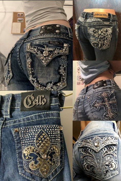 Miss Me Jeans Outfit Casual, Miss Me Jeans Outfit Y2k, Lowrisejeans Outfit, Miss Me Jeans Outfit, Lowrisejeans Y2k, Pretty Pants, Bedazzled Jeans, Mcbling Fashion, Trashy Outfits