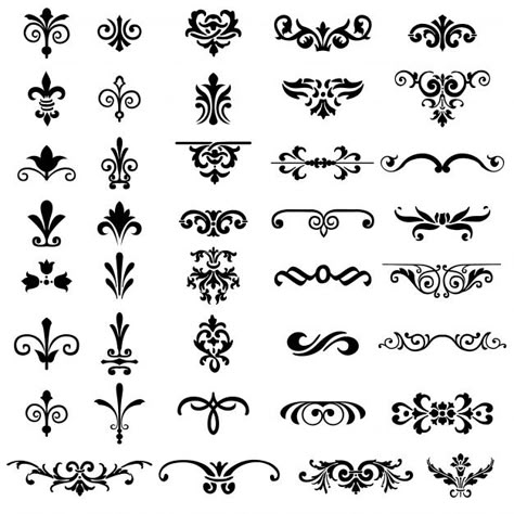 Luxury ornamental elements collection | Free Vector #Freepik #freevector #ornament #luxury #black #elegant Page Decoration, Ornament Frame, Mandala Design Art, Decorative Design, Ornaments Design, Op Art, Border Design, Arabesque, Mandala Design