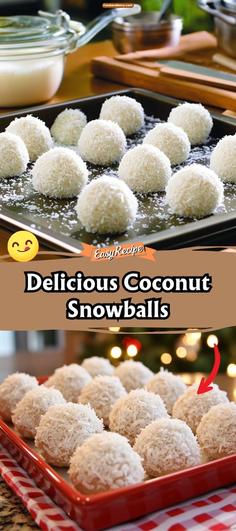 Escape to a winter wonderland with Coconut Snowballs, delightful no-bake treats that are as fun to make as they are to eat. These snowballs consist of a sweet, creamy coconut center encased in a layer of shredded coconut, making them a perfect festive treat or a sweet snack anytime. #CoconutSnowballs #NoBakeDesserts #HolidayTreats Shredded Coconut Dessert, No Bake Coconut Desserts, Coconut Treats Easy, Coconut Christmas Treats, Healthy Coconut Recipes, Coconut Desserts Easy, Easy Coconut Desserts, Grated Coconut Recipes, Coconut Appetizers