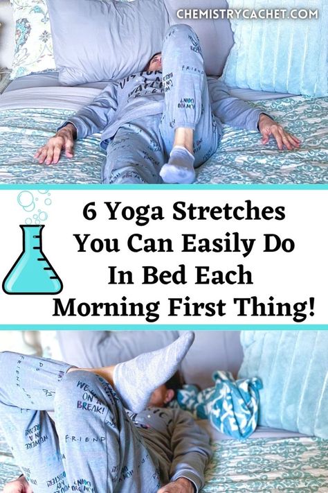 Stretches To Do In Bed, Bed Yoga Poses, Stretches Before Bed, Morning Stretches Routine, Daily Stretching Routine, Simple Stretches, Bed Yoga, Restorative Yoga Poses, Bed Workout