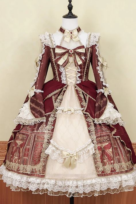 Red Princess Dress, Russian Traditional Clothing, Baroque Palace, Victorian Era Dresses, Baroque Dress, Kawaii Outfit Ideas, Punk Dress, Frilly Dresses, Royal Dresses