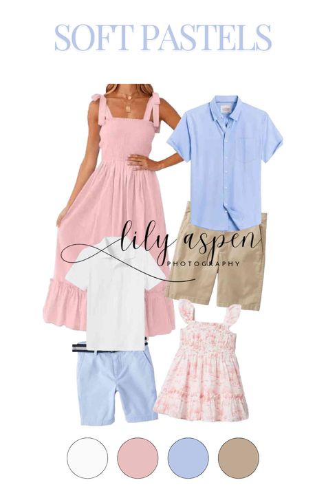 Capture the essence of spring with these stunning outfit ideas featuring soft pastel colors! Perfect for family photos, these looks are not only stylish but also bring a fresh and cheerful vibe to your pictures. From gentle pinks and blues to soft yellows and greens, discover how to mix and match outfits for everyone in the family. Embrace the beauty of the season and create lasting memories with outfits that make you shine! Pastel Family Photos, Pastel Family Pictures Outfits, Spring Family Photo Outfits, Mix And Match Outfits, Match Outfits, Spring Family, Soft Pastel Colors, How To Mix, Family Pics