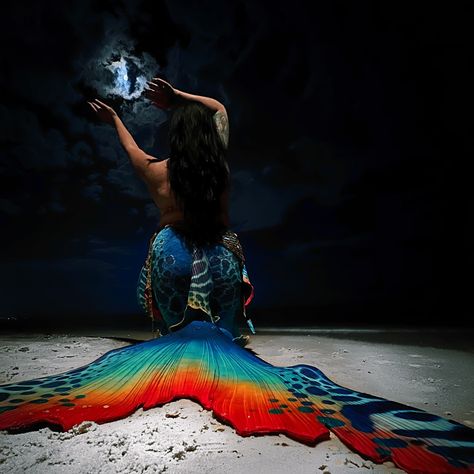 mermaid on the beach under the full moon Romantic Bedroom Lighting, Mermaid Photography, Mermaid Photos, Panama City Beach Florida, Mermaid Aesthetic, Mermaid Lover, Please Please Please, Mermaid Life, Romantic Bedroom