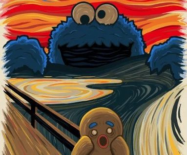 Scream Parody, Cookie Monster Wallpaper, Rap Dance, The Gingerbread Man, Le Cri, Man Cookies, Arte Alien, The Scream, Gingerbread Man Cookies