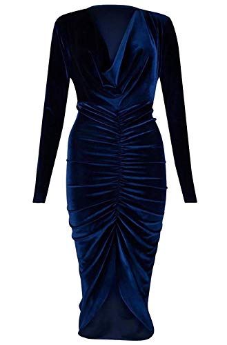 Cowl Neck Midi Dress, Fancy Dresses Party, Midi Party Dress, Cowl Neck Long Sleeve, Cowl Neck Dress, Ruched Midi Dress, Bodycon Midi Dress, Form Fitting Dress, Womens Cocktail Dresses