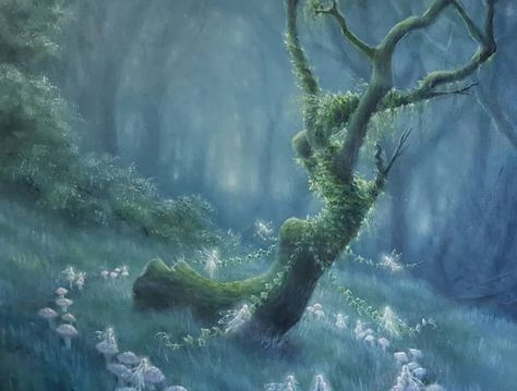 Lynne Bellchamber, Magical Trees, Fairy Paintings, Fairies Dancing, Fairy Ring, Fairy Artwork, Alphonse Mucha, Fairytale Art, Ethereal Art